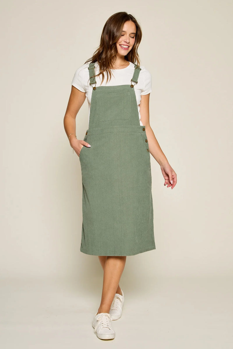 Overall dress knee length hot sale