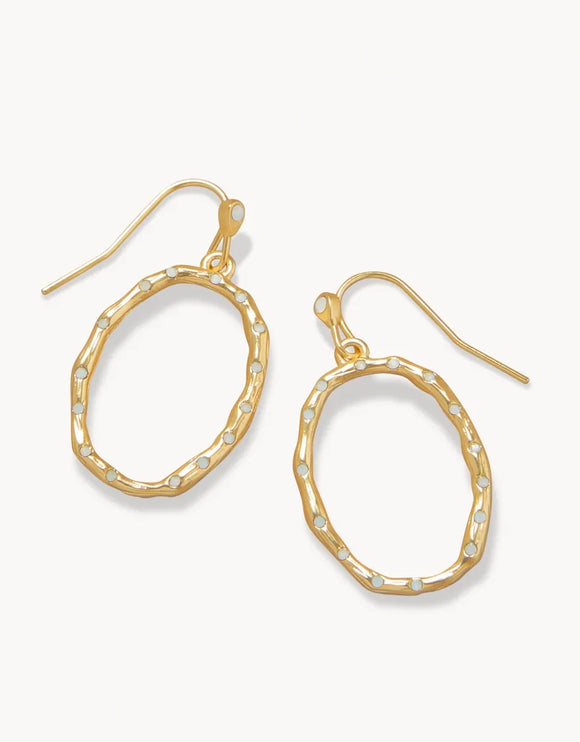 Sand Bar Ripple Earrings - White Opal 18k Gold Plated