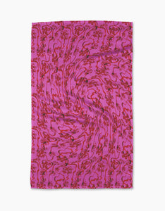 Floral Swirls Pink Tea Towel