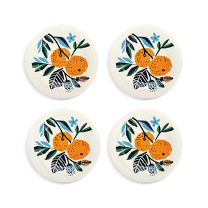 Citrus Blooms Bamboo Melamine Appetizer Plates