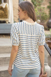 Blue Striped Textured Top