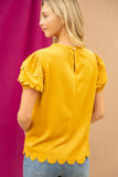 Scallop Detailed Suede Top