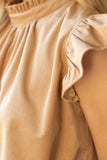 Ruffle Sleeve Tie Back Corduroy Top
