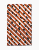 Striped Black Cats Orange Tea Towel