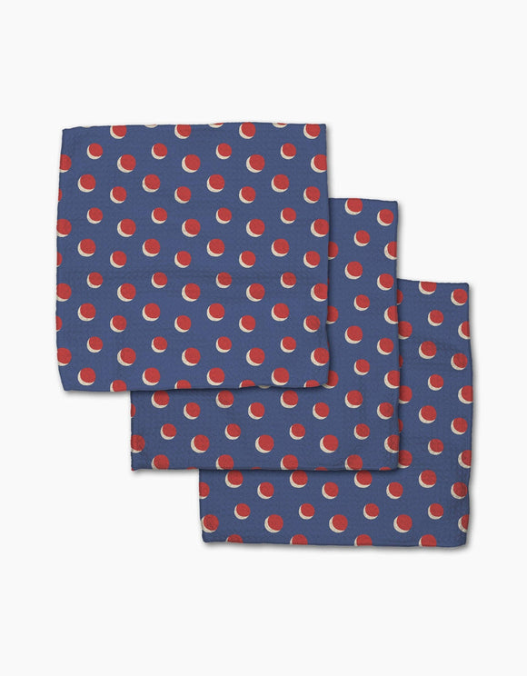 Four In A Row Dot Blue Dishcloth Set