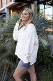 Oversized Crew Neck Pullover - Cream Daisy