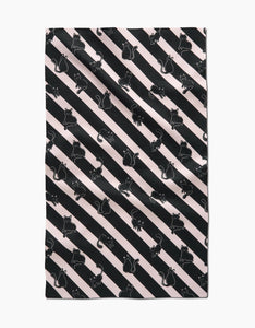 Striped Black Cats Tea Towel