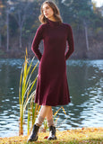 Ava Turtle Neck Dress - Burgundy