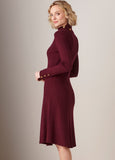 Ava Turtle Neck Dress - Burgundy