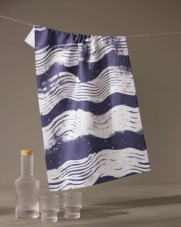 Brushline Navy Tea Towel