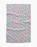 Merry Christmas Greetings Tea Towel