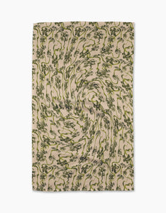 Floral Swirls Green Tea Towel