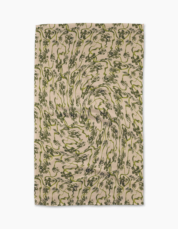 Floral Swirls Green Tea Towel