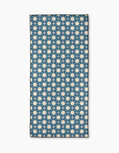 Flora Tile Blue Beach Towel