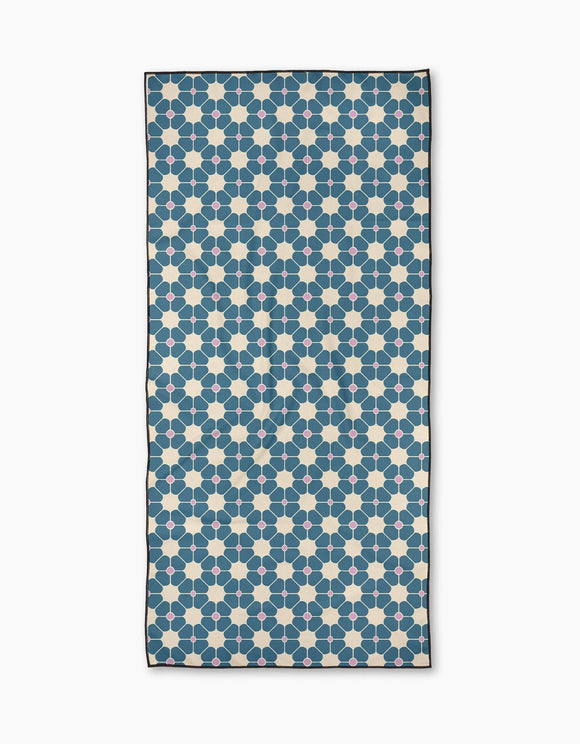 Flora Tile Blue Beach Towel