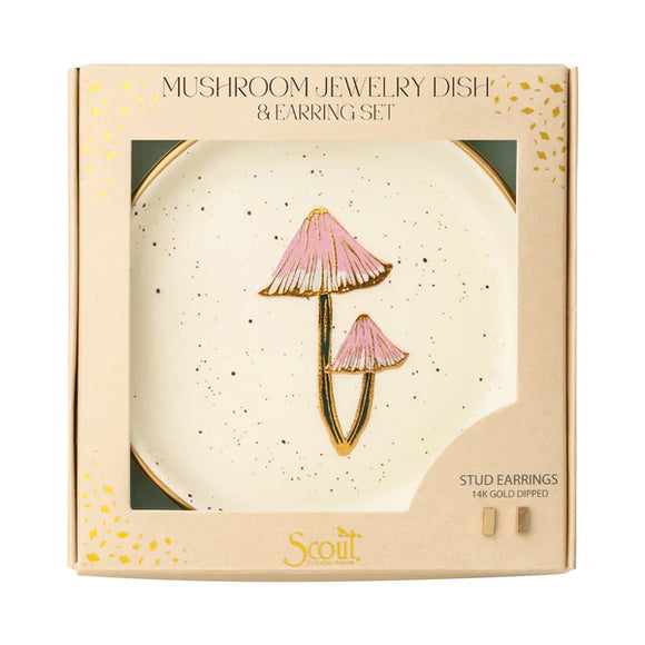 Jewelry Dish & Stud Earring Set - Daisy/Vanilla