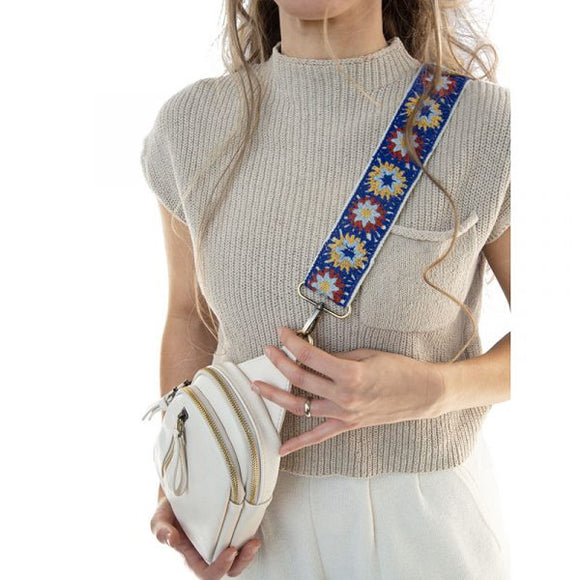 Multi Crocheted Daisies Guitar Strap