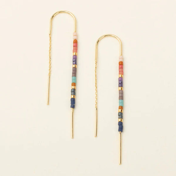 Chromacolor Miyuki Thread Earring - Dark Multi/Gold