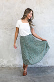 Pleated Midi Skirt - Moss