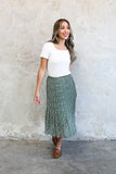 Pleated Midi Skirt - Moss