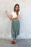 Pleated Midi Skirt - Moss