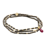 Teardrop Stone Wrap - Pyrite/Fuchsia/Gold - Stone of Positive Energy