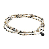Teardrop Stone Wrap - Dalmatian Jasper/Obsidian/Silver - Stone of Joy