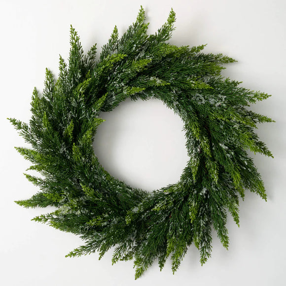 Frosted Green Cedar Wreath