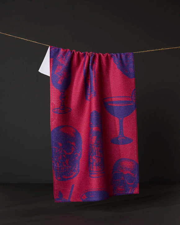 Ghostly Cheers Red Tea Towel
