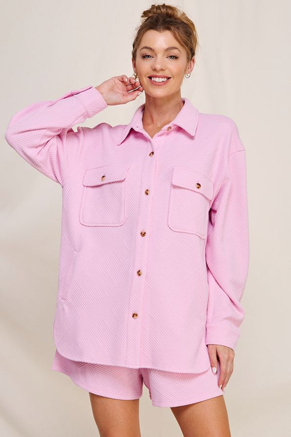 Jacquard Knit Shirt - Pink