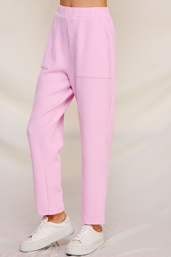 Jacquard Knit Pants - Pink