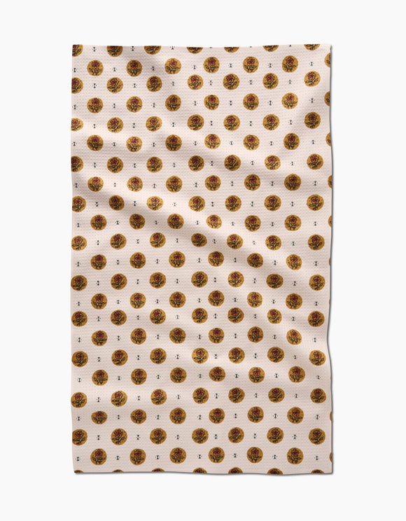 Artisanal Floral Cream Tea Towel