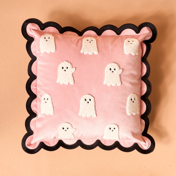 Scalloped Square Throw Pillow-Boo Crew