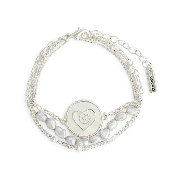 Grateful Heart Mother of Pearl Bracelet - Silver
