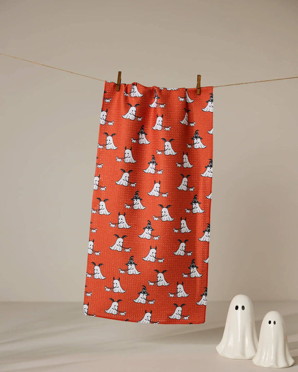 Spooky Ghost Walk Orange Bar Towel