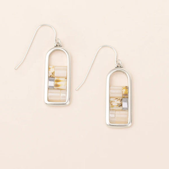 Good Karma Miyuki Frame Earrings - Ivory/Silver