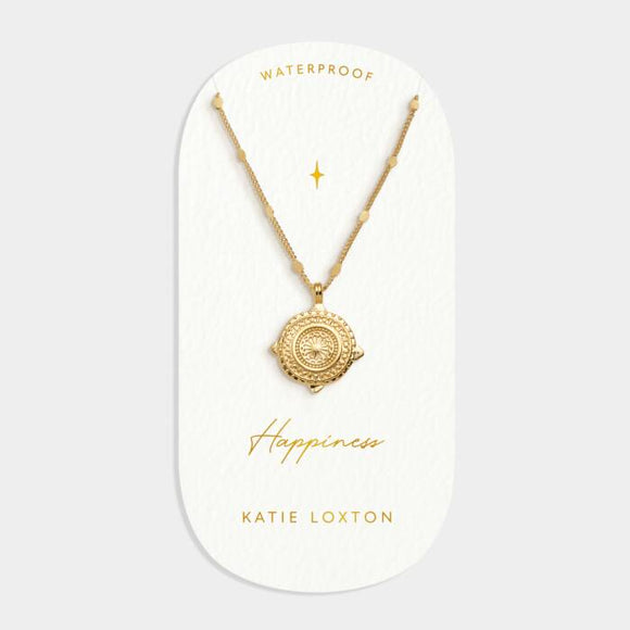 'Happiness' Waterproof Gold Antique Coin Necklace
