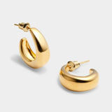 'With Love' Waterproof Gold Dome Hoop Earrings