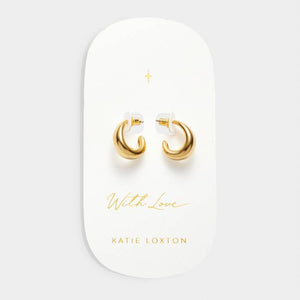 'With Love' Waterproof Gold Dome Hoop Earrings