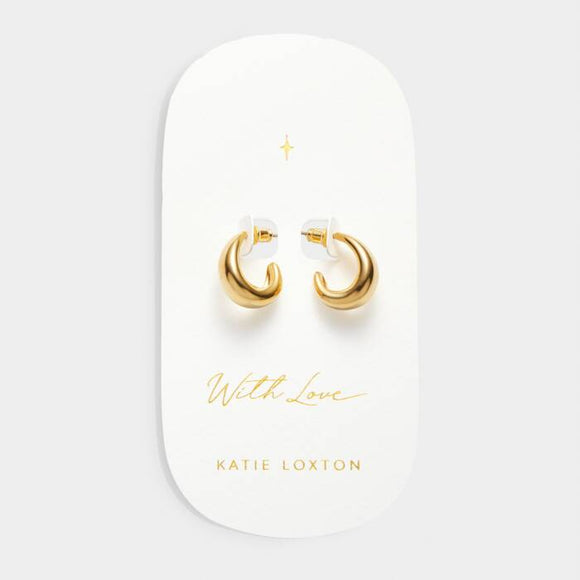 'With Love' Waterproof Gold Dome Hoop Earrings