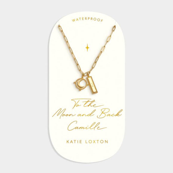 'To The Moon and Back' Waterproof Gold Charm Necklace