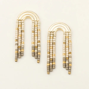Chromacolor Miyuki Rainbow Fringe Earrings - Pewter Multi/Gold