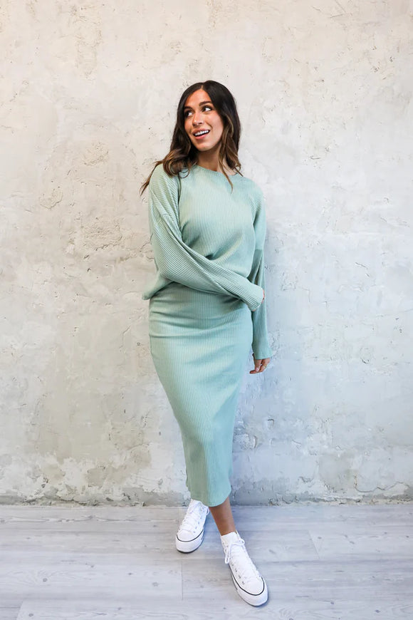 Bay Leaf Oversize Ribbed Sweater