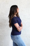 Short Sleeve Ribbed Tee - Multiple Colors