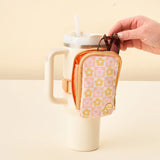 Tumbler Fanny Pack - Flower Check Peach