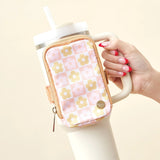 Tumbler Fanny Pack - Flower Check Peach