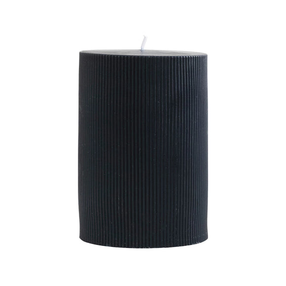Short Pleated Pillar Candle, Noir Color