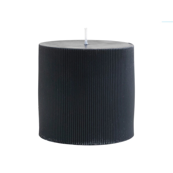Pleated Pillar Candle, Noir Color