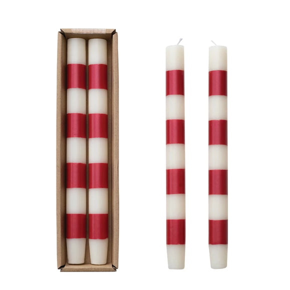 Red & White Stripe Candle
