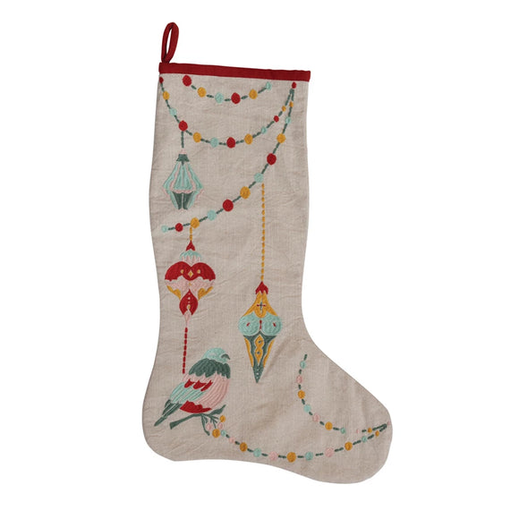 Cotton Printed Stocking w/ Embroidery